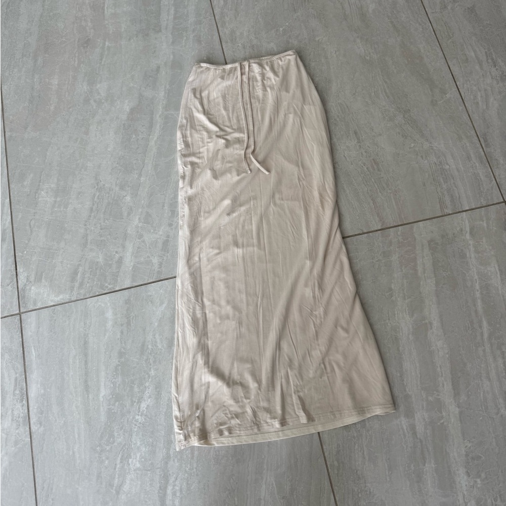 Tiger Mist Cream Drawstring Maxi Skirt